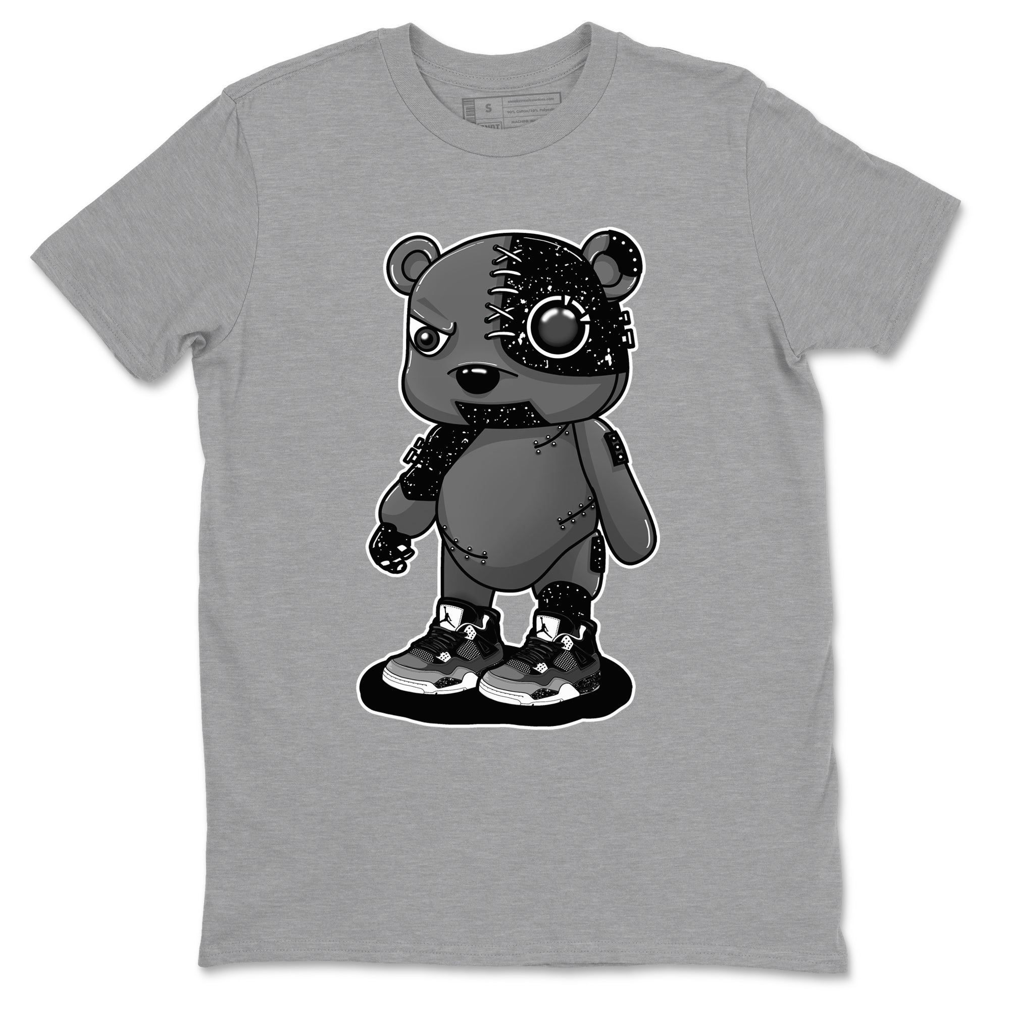 4s Fear shirts to match jordans Cyborg Bear sneaker match tees Air Jordan 4 Retro Fear match shoes to clothes SNRT Sneaker Tees unisex cotton Heather Grey 2 shirts