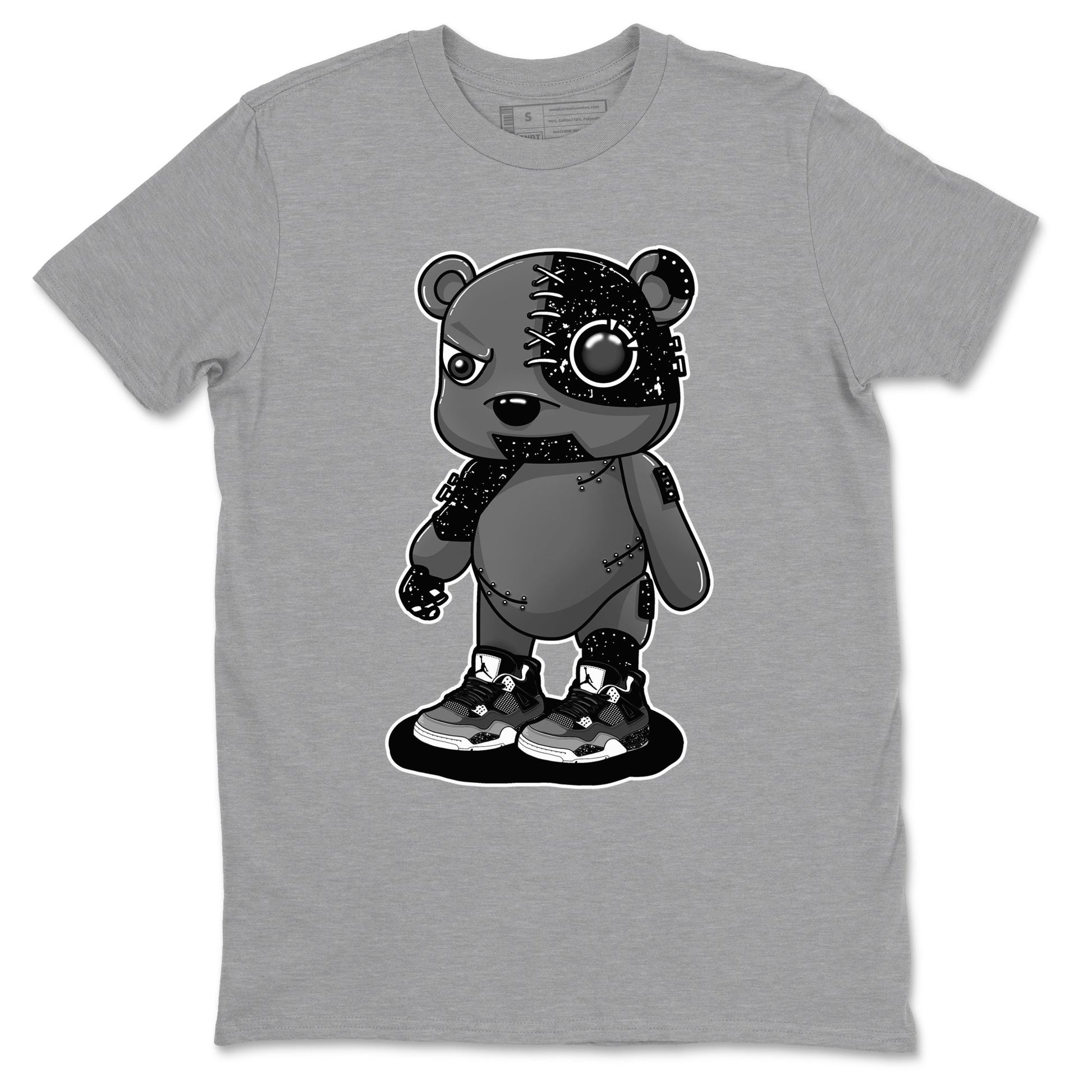 4s Fear shirts to match jordans Cyborg Bear sneaker match tees Air Jordan 4 Retro Fear match shoes to clothes SNRT Sneaker Tees unisex cotton Heather Grey 2 shirts