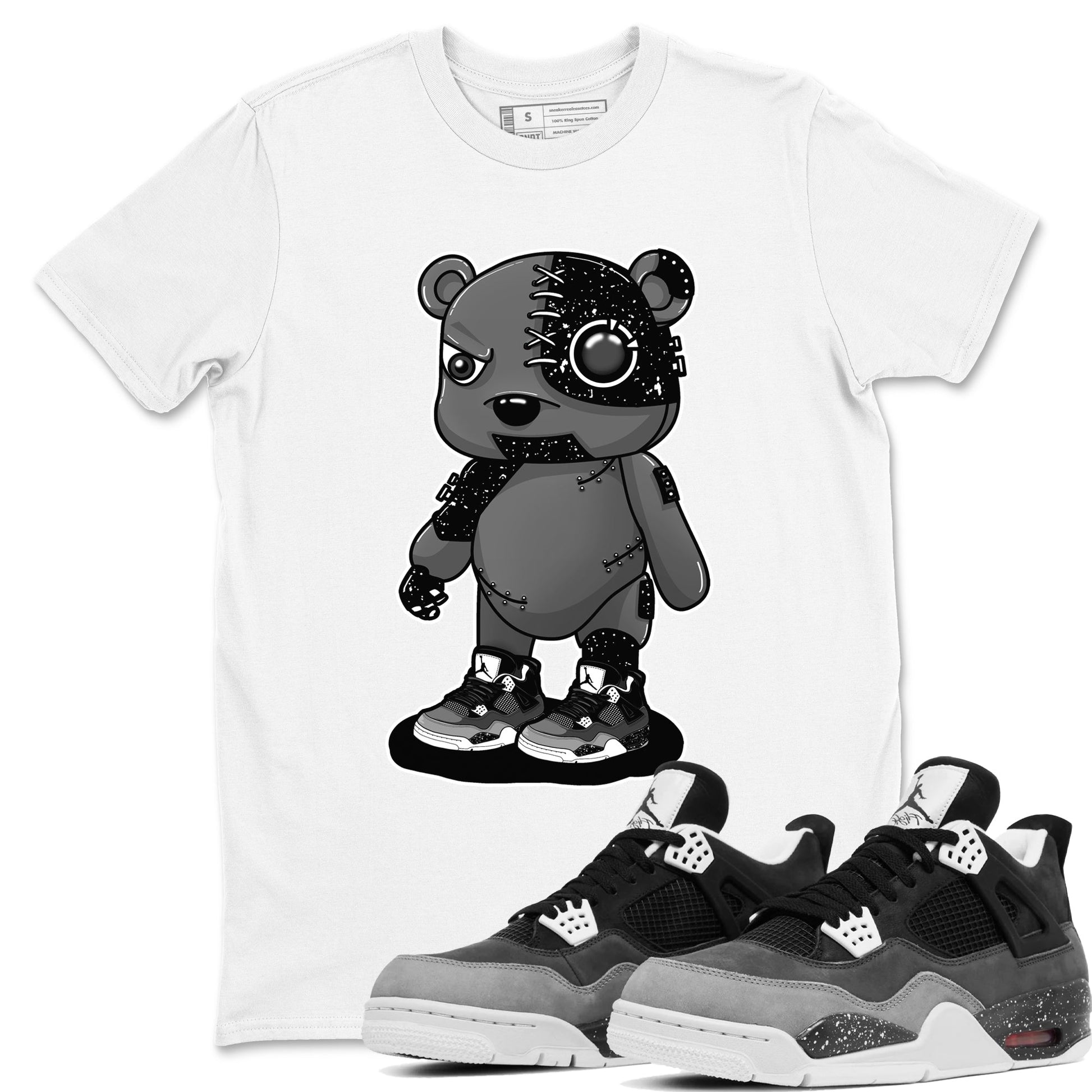 4s Fear shirts to match jordans Cyborg Bear sneaker match tees Air Jordan 4 Retro Fear match shoes to clothes SNRT Sneaker Tees unisex cotton White 1 shirts