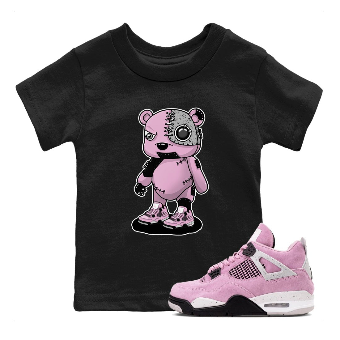 4s Retro Orchid shirts to match jordans Cyborg Bear sneaker match tees Air Jordan 4 WMNS Orchid match shoes to clothes SNRT Sneaker Tees Youth Baby Black 1 tee