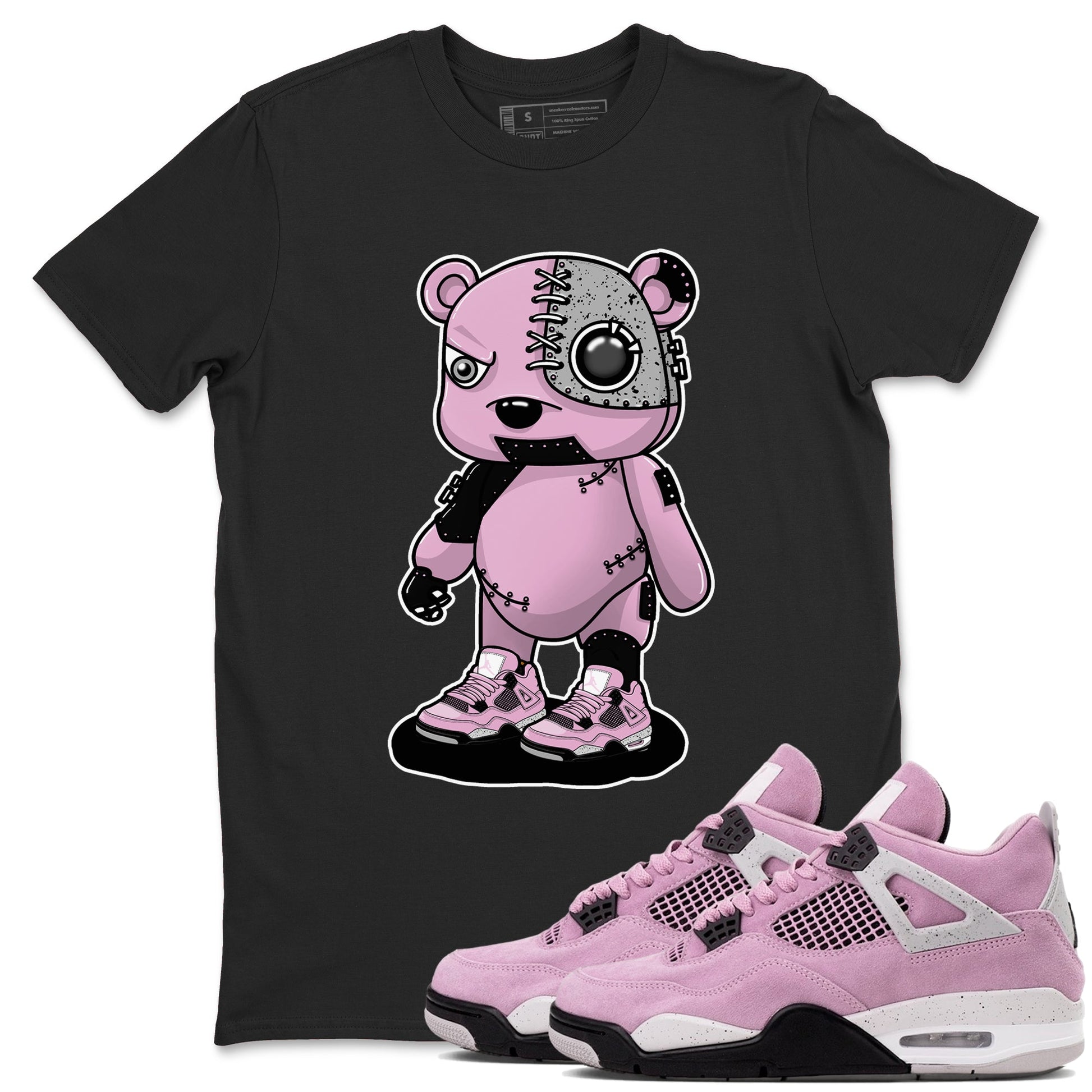 4s Retro Orchid shirts to match jordans Cyborg Bear sneaker match tees Air Jordan 4 WMNS Orchid match shoes to clothes SNRT Sneaker Tees unisex cotton Black 1 shirts