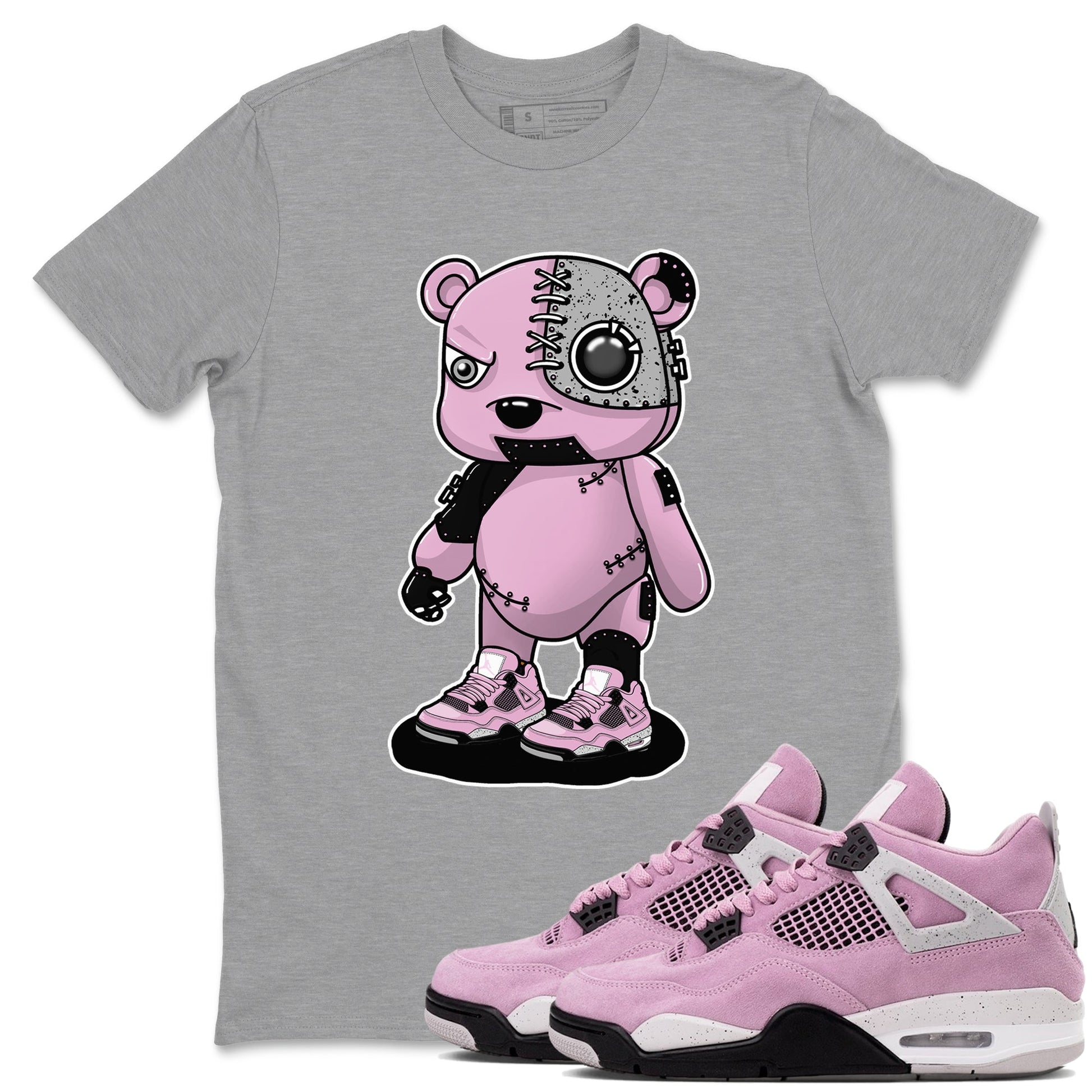 4s Retro Orchid shirts to match jordans Cyborg Bear sneaker match tees Air Jordan 4 WMNS Orchid match shoes to clothes SNRT Sneaker Tees unisex cotton Heather Grey 1 shirts