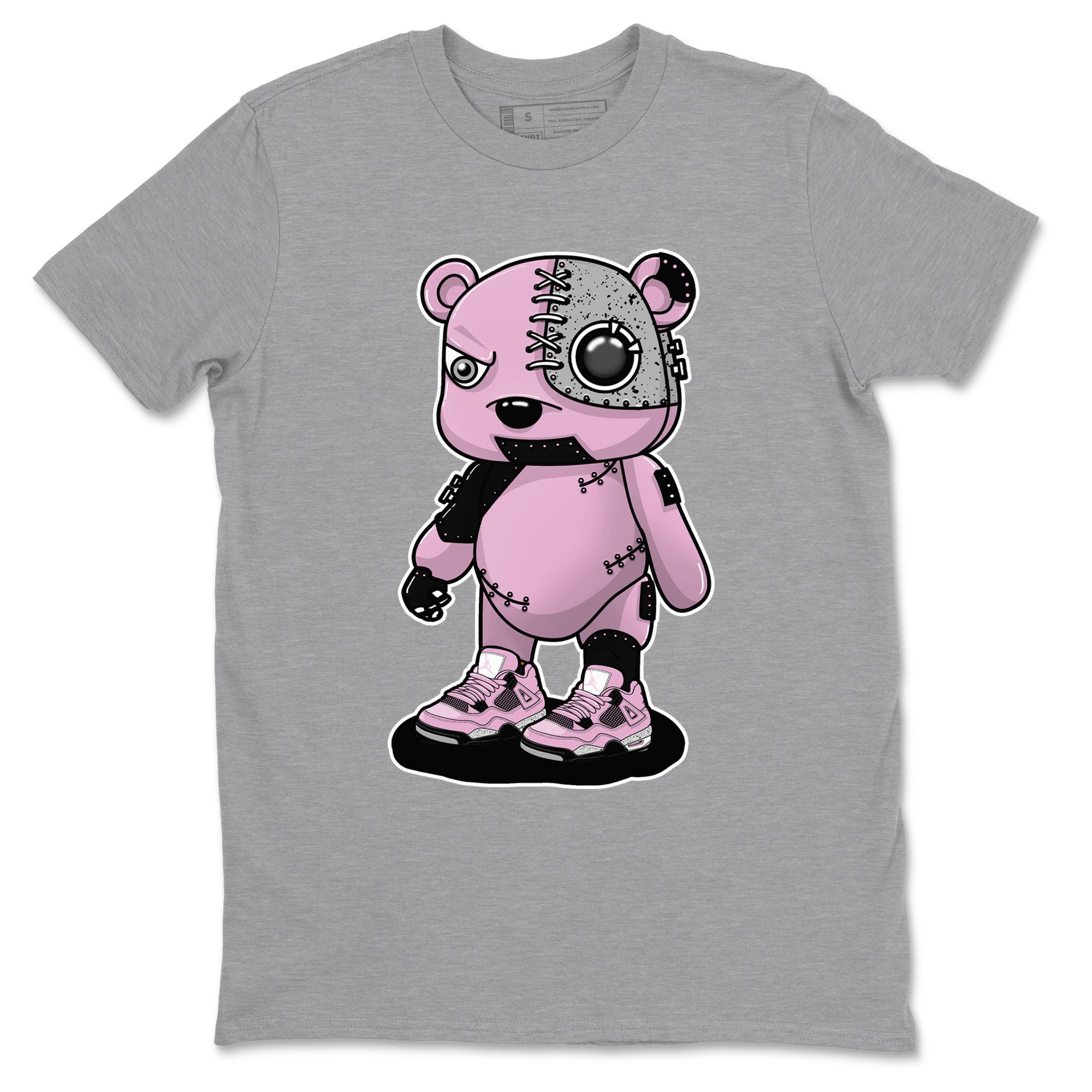 4s Retro Orchid shirts to match jordans Cyborg Bear sneaker match tees Air Jordan 4 WMNS Orchid match shoes to clothes SNRT Sneaker Tees unisex cotton Heather Grey 2 shirts