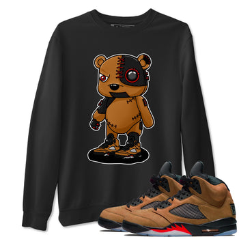 5s Archaeo Brown shirts to match jordans Cyborg Bear sneaker match tees Air Jordan 5 Archaeo Brown match shoes to clothes SNRT Sneaker Tees unisex cotton Black 1 shirts