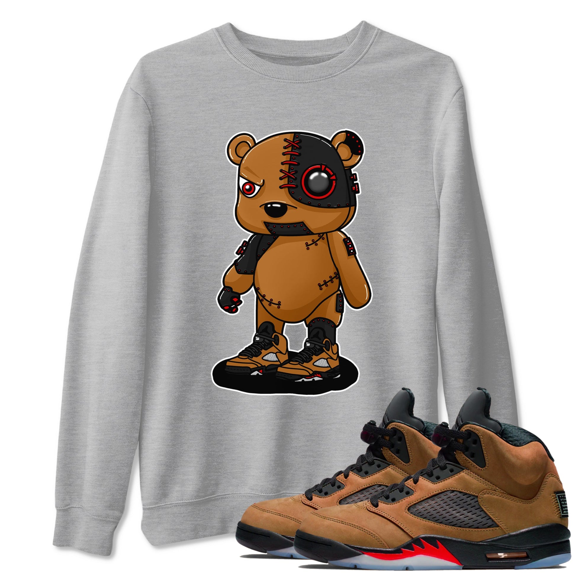 5s Archaeo Brown shirts to match jordans Cyborg Bear sneaker match tees Air Jordan 5 Archaeo Brown match shoes to clothes SNRT Sneaker Tees unisex cotton Heather Grey 1 shirts
