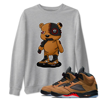 5s Archaeo Brown shirts to match jordans Cyborg Bear sneaker match tees Air Jordan 5 Archaeo Brown match shoes to clothes SNRT Sneaker Tees unisex cotton Heather Grey 1 shirts
