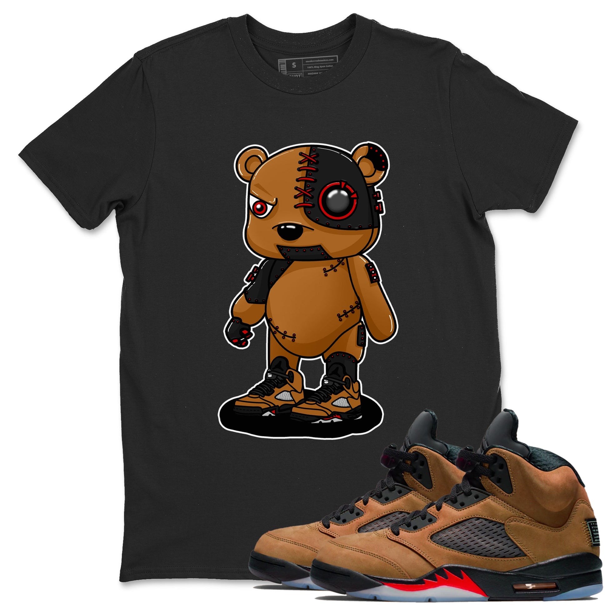 5s Archaeo Brown shirts to match jordans Cyborg Bear sneaker match tees Air Jordan 5 Archaeo Brown match shoes to clothes SNRT Sneaker Tees unisex cotton Black 1 shirts