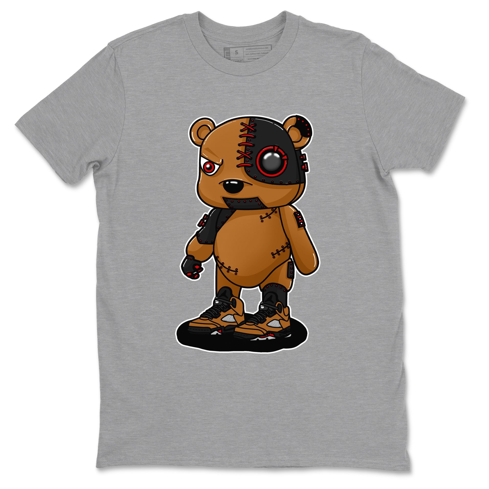 5s Archaeo Brown shirts to match jordans Cyborg Bear sneaker match tees Air Jordan 5 Archaeo Brown match shoes to clothes SNRT Sneaker Tees unisex cotton Heather Grey 2 shirts