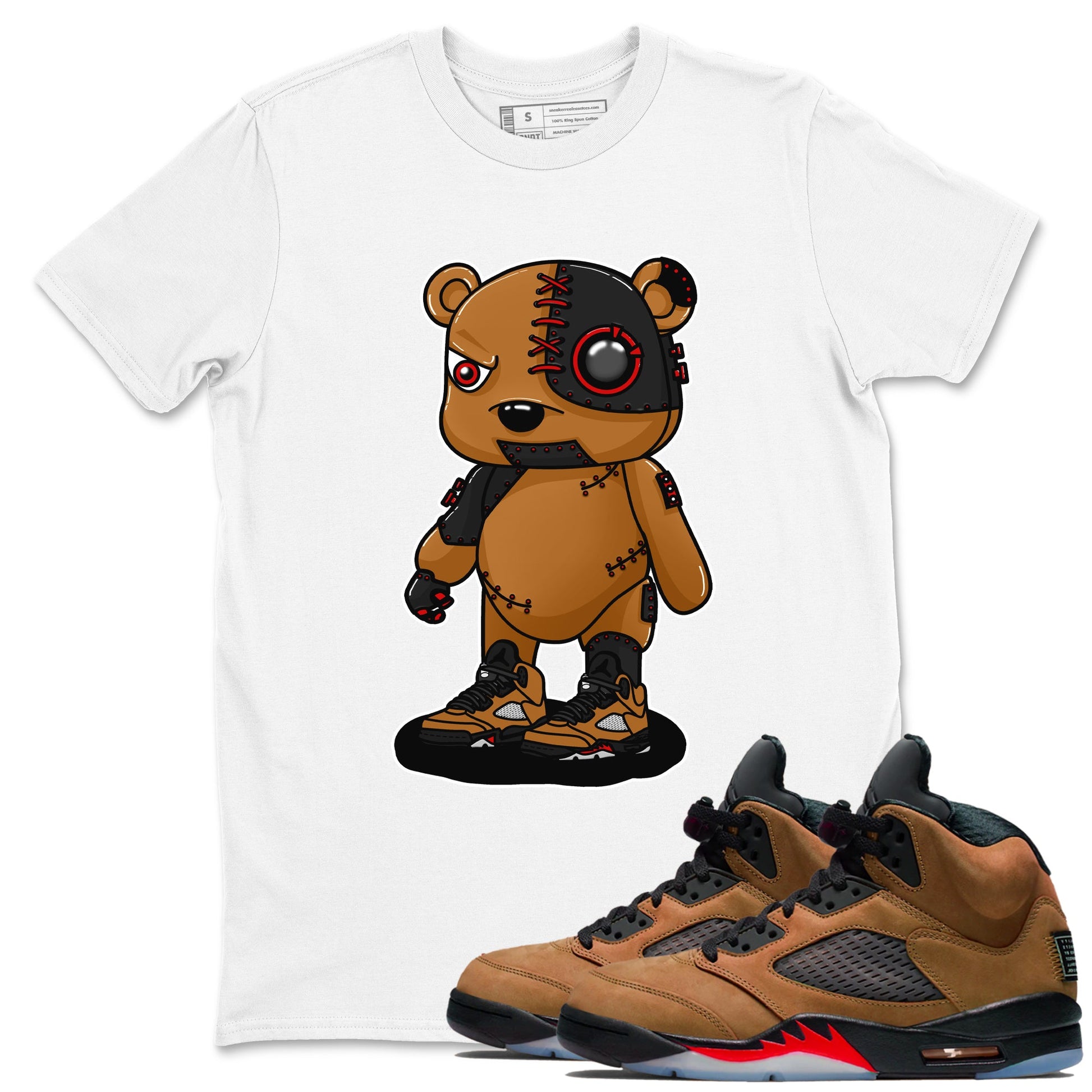 5s Archaeo Brown shirts to match jordans Cyborg Bear sneaker match tees Air Jordan 5 Archaeo Brown match shoes to clothes SNRT Sneaker Tees unisex cotton White 1 shirts