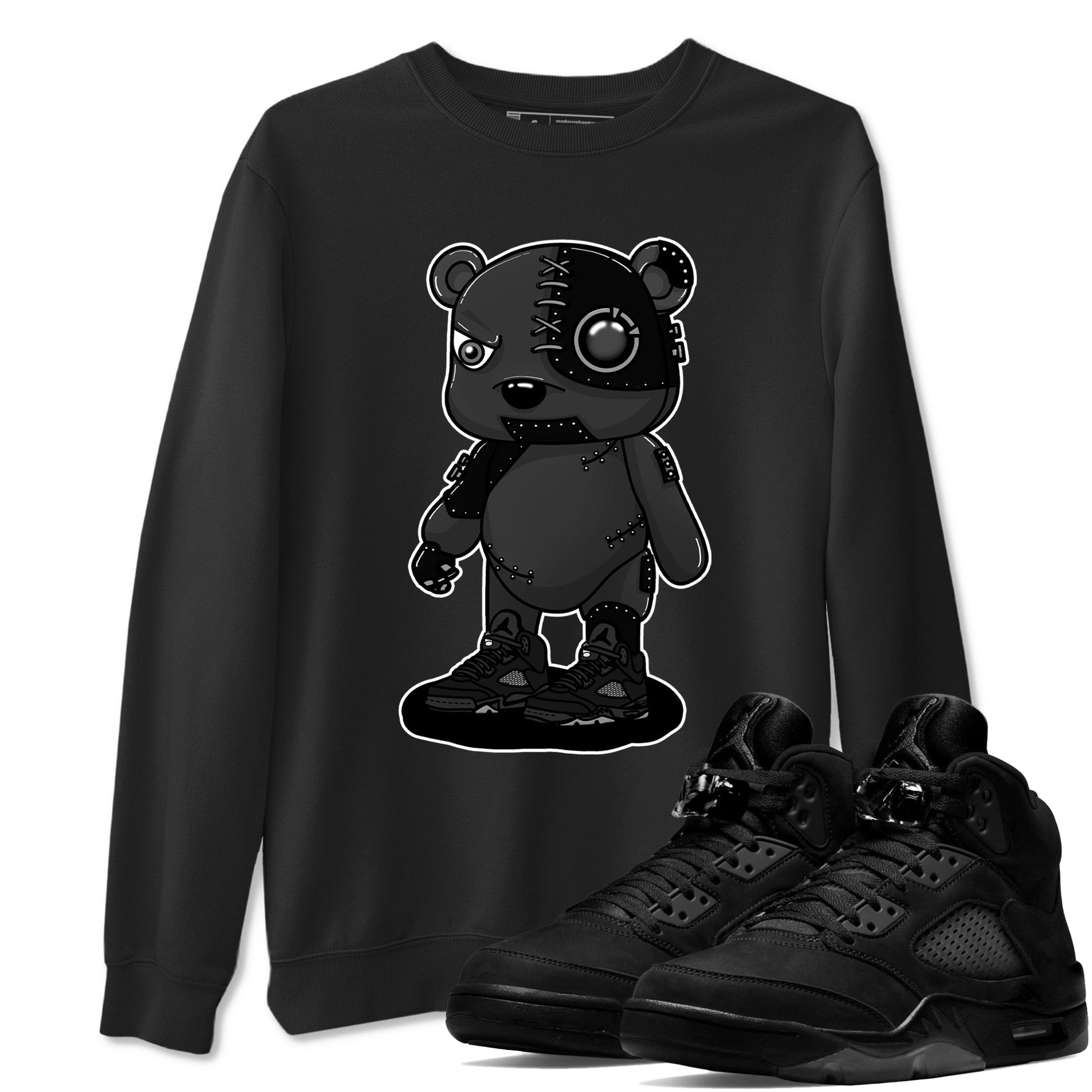5s Black Cat shirts to match jordans Cyborg Bear sneaker match tees Air Jordan 5 Black Cat match shoes to clothes SNRT Sneaker Tees unisex cotton Black 1 shirts