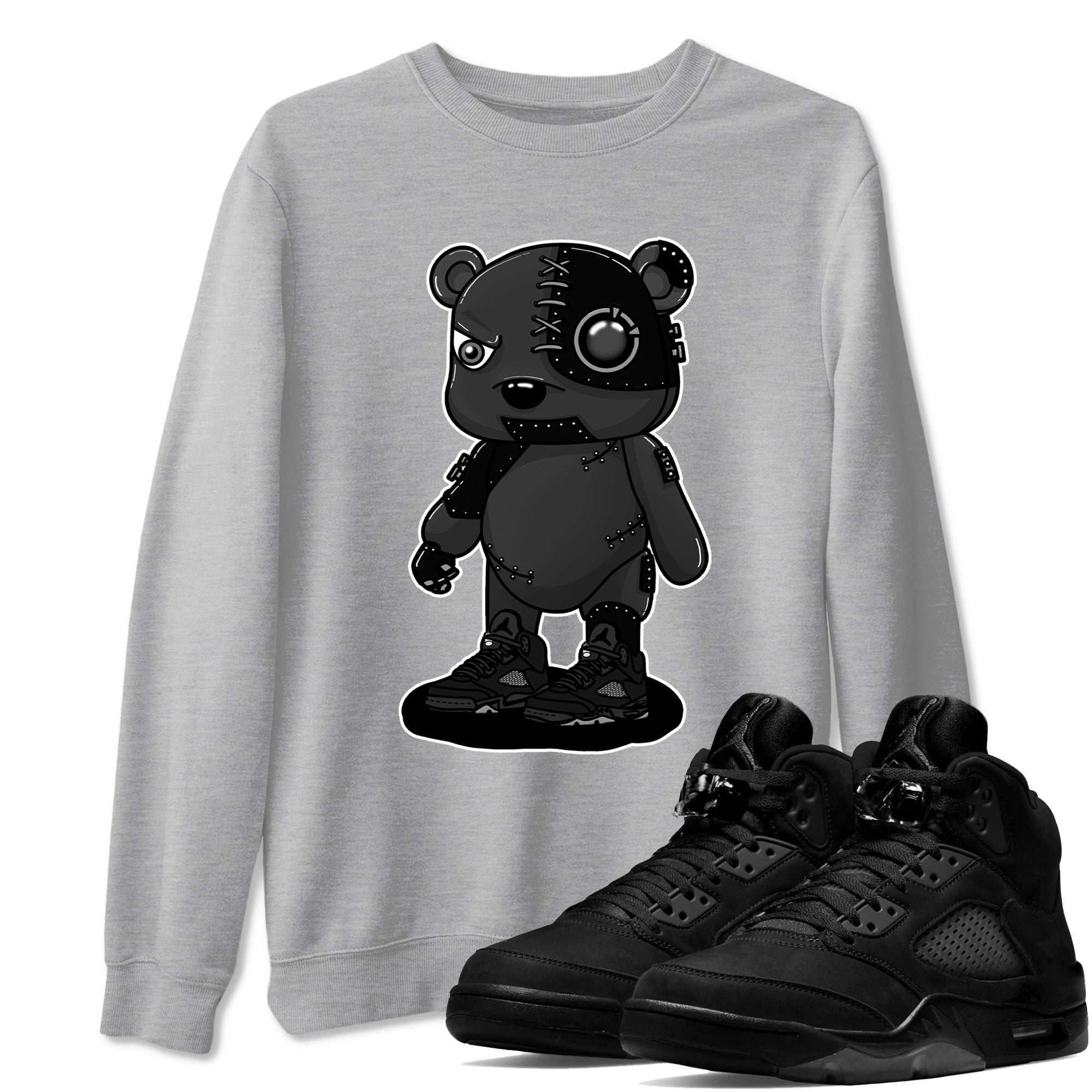 5s Black Cat shirts to match jordans Cyborg Bear sneaker match tees Air Jordan 5 Black Cat match shoes to clothes SNRT Sneaker Tees unisex cotton Heather Grey 1 shirts