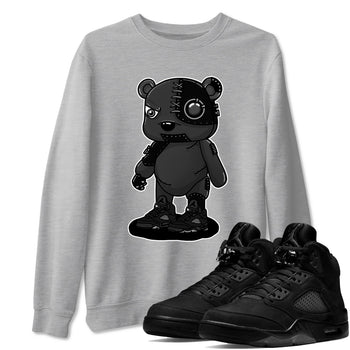 5s Black Cat shirts to match jordans Cyborg Bear sneaker match tees Air Jordan 5 Black Cat match shoes to clothes SNRT Sneaker Tees unisex cotton Heather Grey 1 shirts