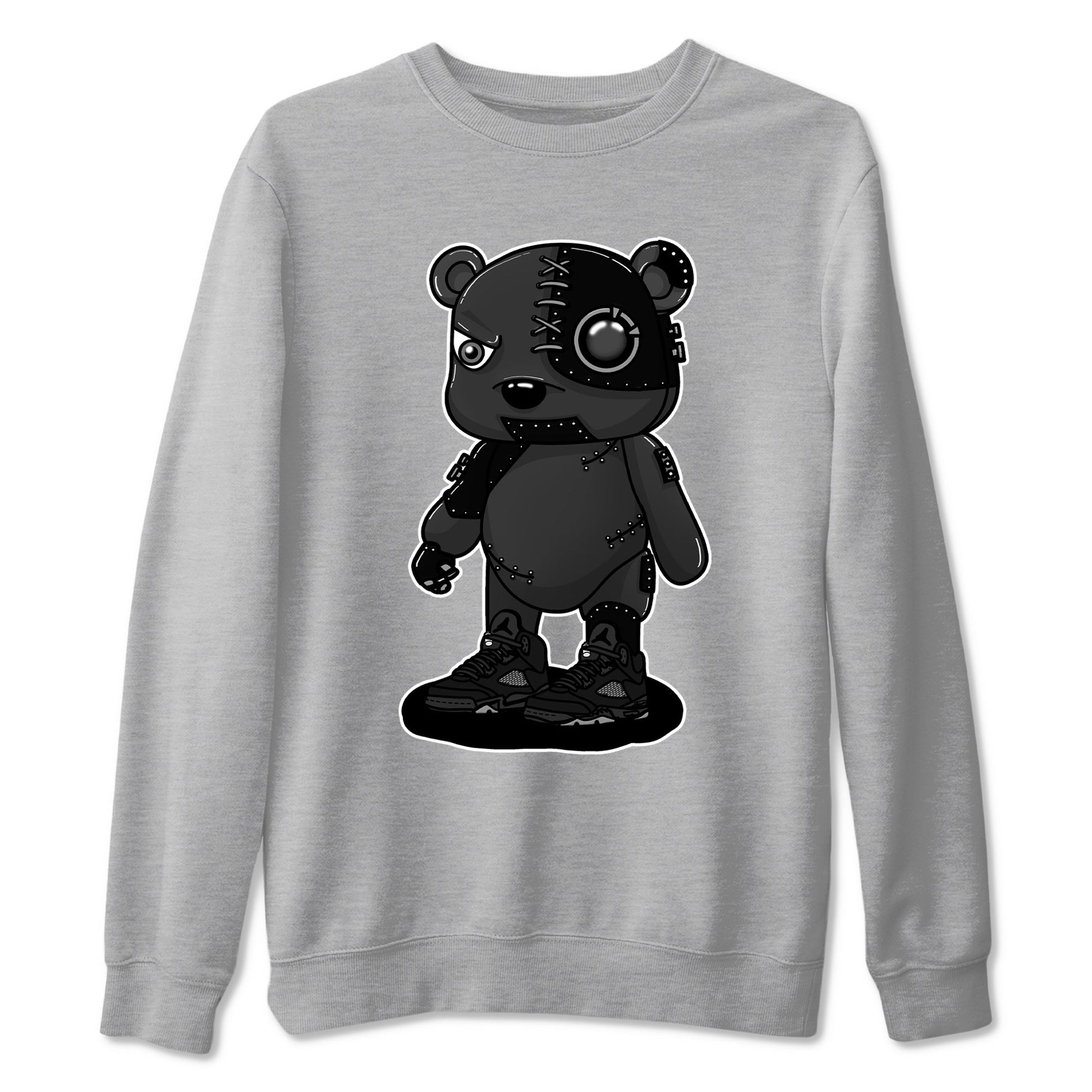 5s Black Cat shirts to match jordans Cyborg Bear sneaker match tees Air Jordan 5 Black Cat match shoes to clothes SNRT Sneaker Tees unisex cotton Heather Grey 2 shirts