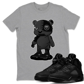5s Black Cat shirts to match jordans Cyborg Bear sneaker match tees Air Jordan 5 Black Cat match shoes to clothes SNRT Sneaker Tees unisex cotton Heather Grey 1 shirts