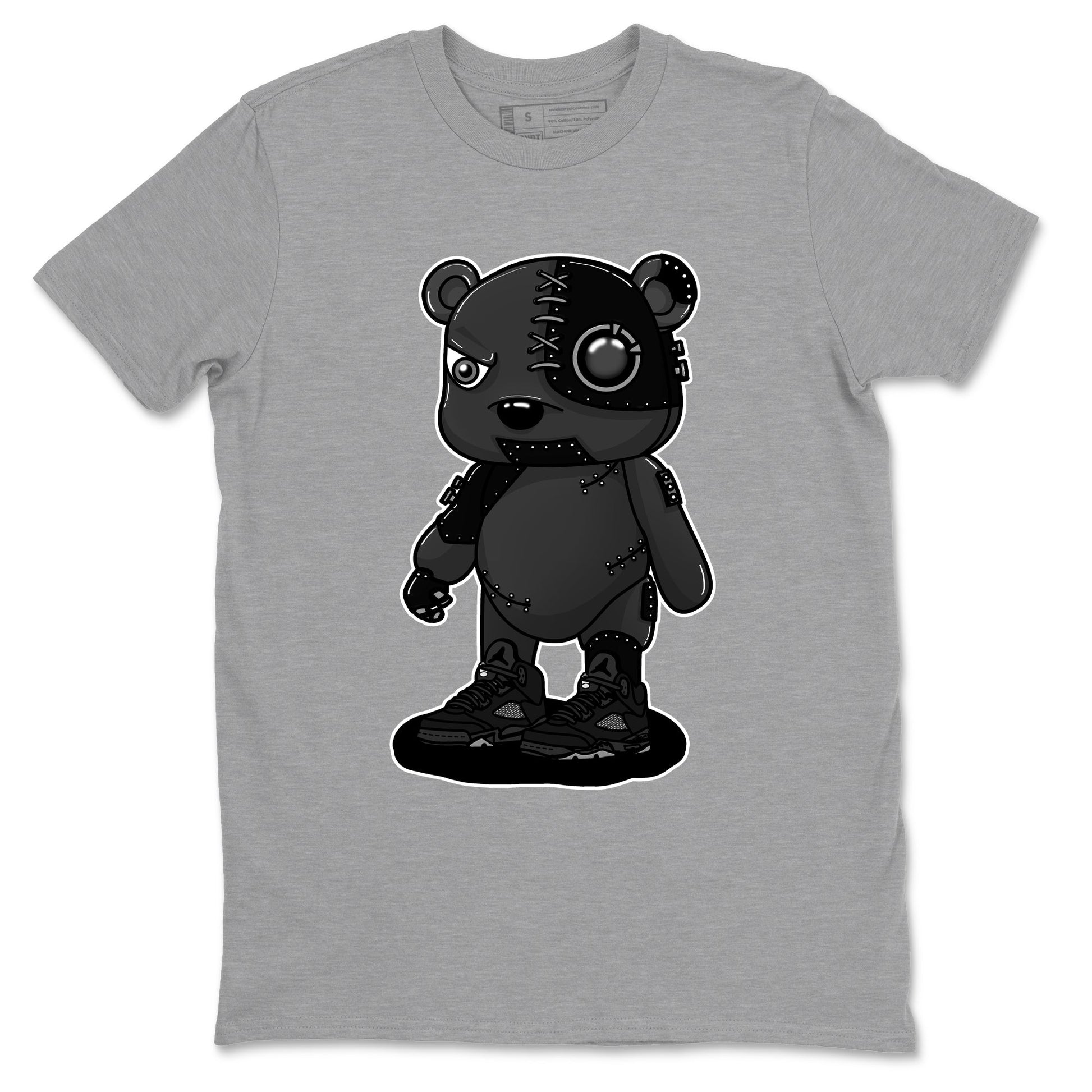 5s Black Cat shirts to match jordans Cyborg Bear sneaker match tees Air Jordan 5 Black Cat match shoes to clothes SNRT Sneaker Tees unisex cotton Heather Grey 2 shirts