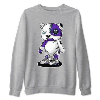 Cyborg Bear sneaker match t-shirt styled to complete your fit with the Air Jordan 5 Grape sneakers, shown in Heather Grey 2.