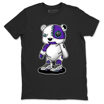 Cyborg Bear sneaker match t-shirt styled to complete your fit with the Air Jordan 5 Grape sneakers, shown in Black 2.
