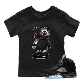 5s Reimagined shirts to match jordans Cyborg Bear best t shirts to wear with jordans Air Jordan 5 Retro OG Reimagined match shoes to clothes SNRT Sneaker Tees Youth Baby Black 1 tee