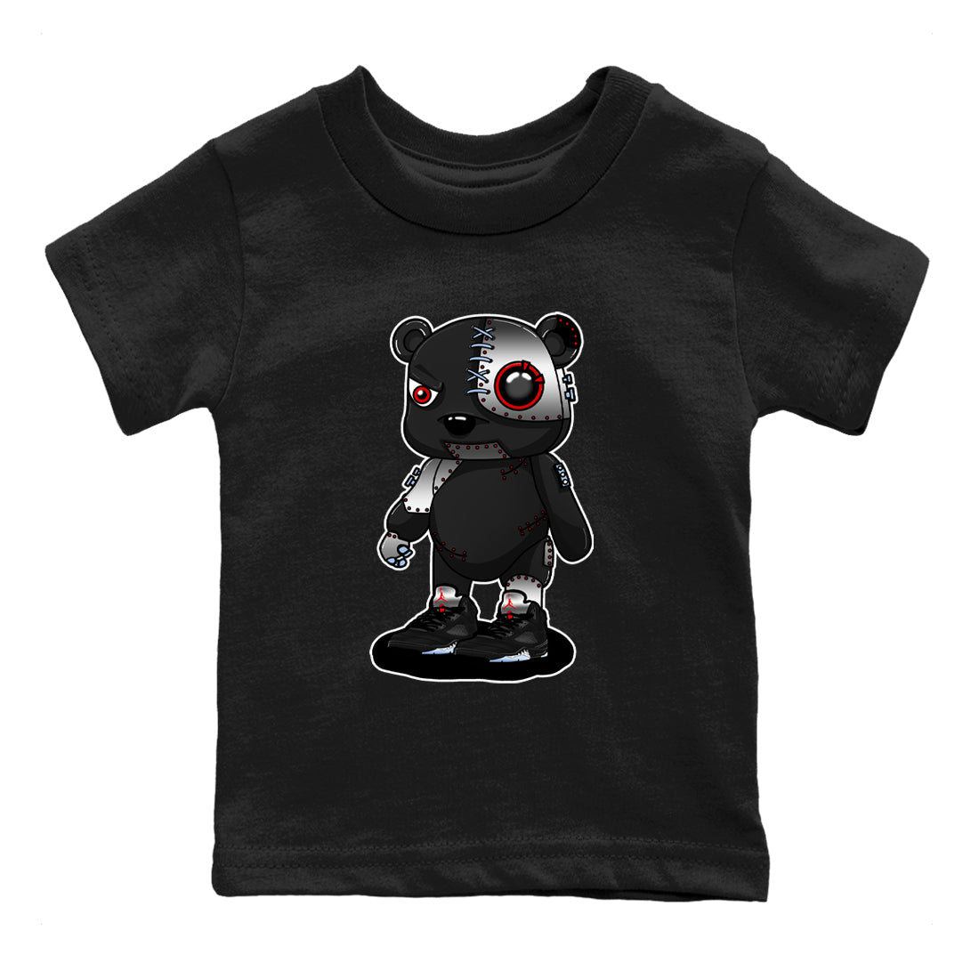 5s Reimagined shirts to match jordans Cyborg Bear best t shirts to wear with jordans Air Jordan 5 Retro OG Reimagined match shoes to clothes SNRT Sneaker Tees Youth Baby Black 2 tee