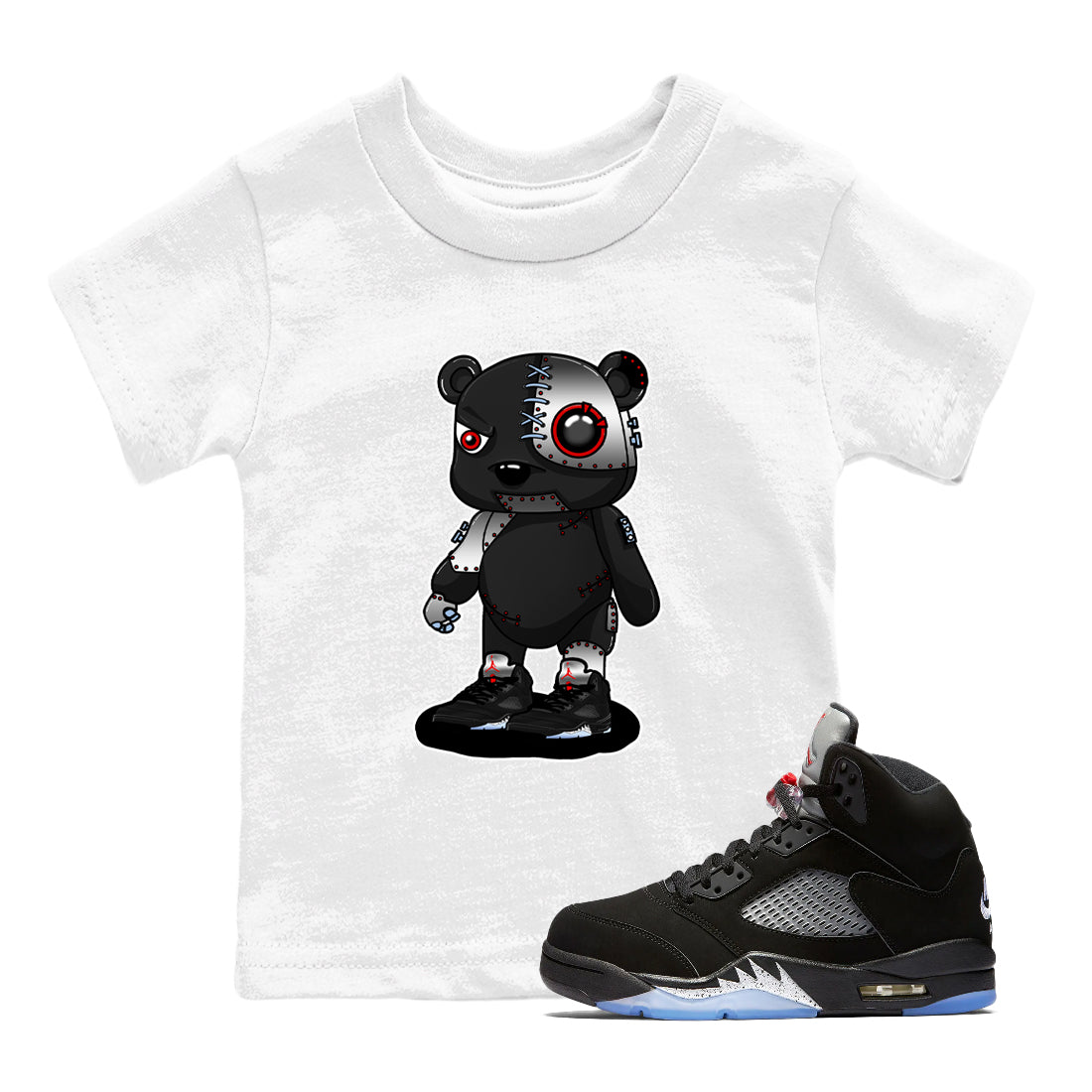 5s Reimagined shirts to match jordans Cyborg Bear best t shirts to wear with jordans Air Jordan 5 Retro OG Reimagined match shoes to clothes SNRT Sneaker Tees Youth Baby White 1 tee