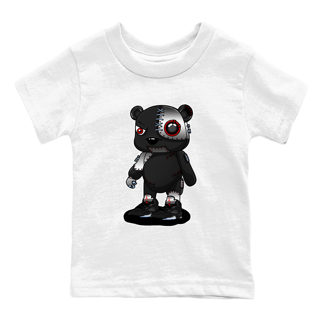 5s Reimagined shirts to match jordans Cyborg Bear best t shirts to wear with jordans Air Jordan 5 Retro OG Reimagined match shoes to clothes SNRT Sneaker Tees Youth Baby White 2 tee