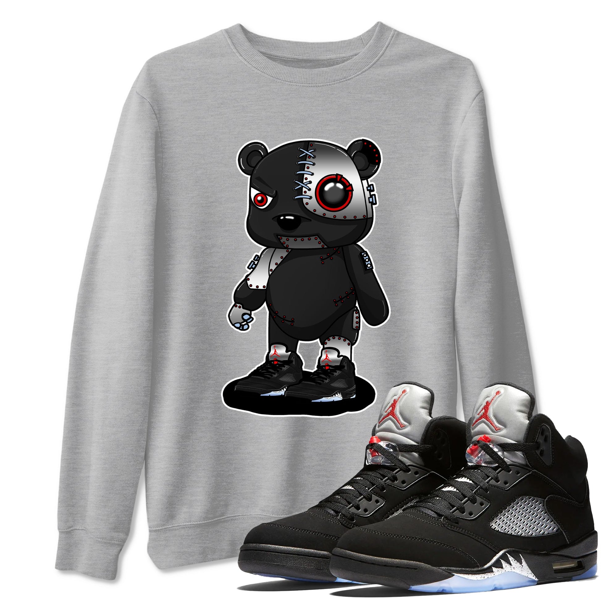 5s Reimagined shirts to match jordans Cyborg Bear best t shirts to wear with jordans Air Jordan 5 Retro OG Reimagined match shoes to clothes SNRT Sneaker Tees unisex cotton Heather Grey 1 shirts