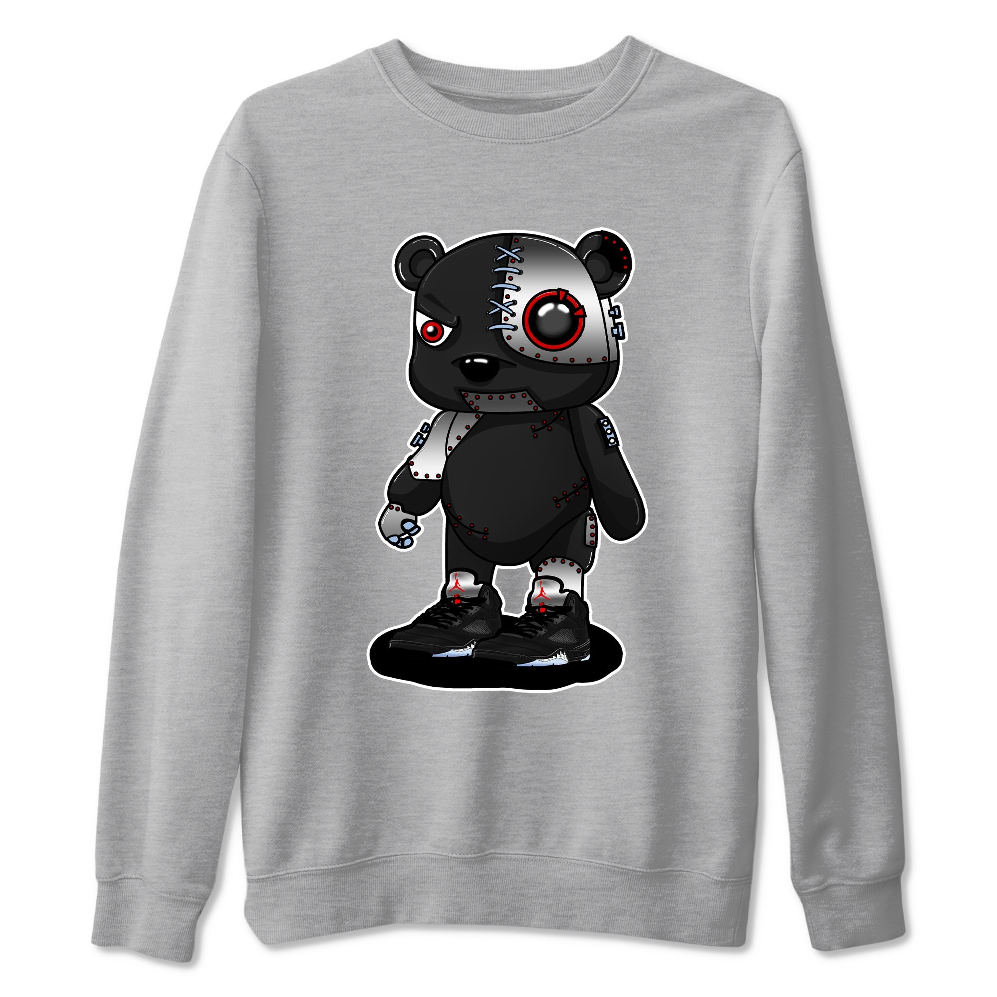 5s Reimagined shirts to match jordans Cyborg Bear best t shirts to wear with jordans Air Jordan 5 Retro OG Reimagined match shoes to clothes SNRT Sneaker Tees unisex cotton Heather Grey 2 shirts