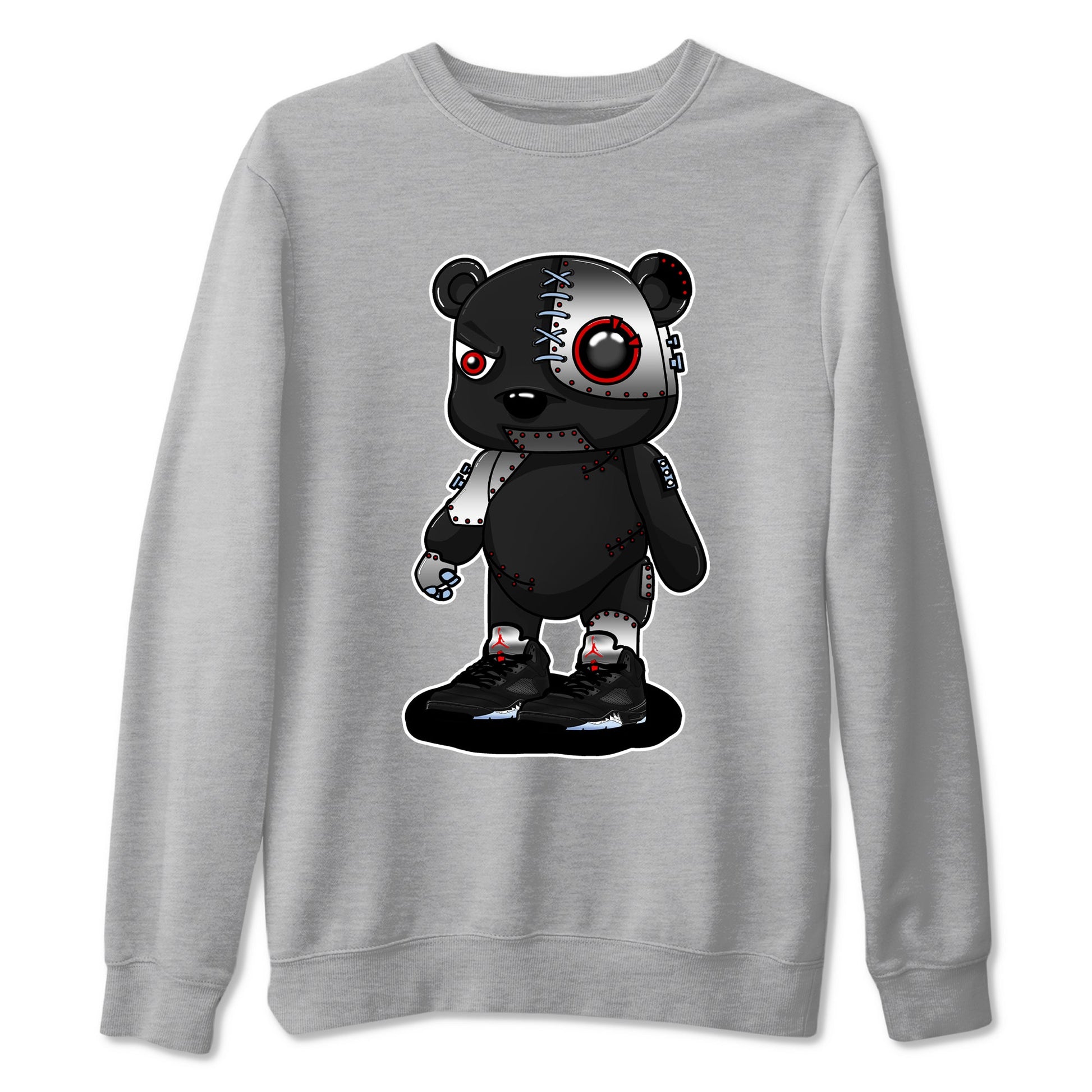 5s Reimagined shirts to match jordans Cyborg Bear best t shirts to wear with jordans Air Jordan 5 Retro OG Reimagined match shoes to clothes SNRT Sneaker Tees unisex cotton Heather Grey 2 shirts