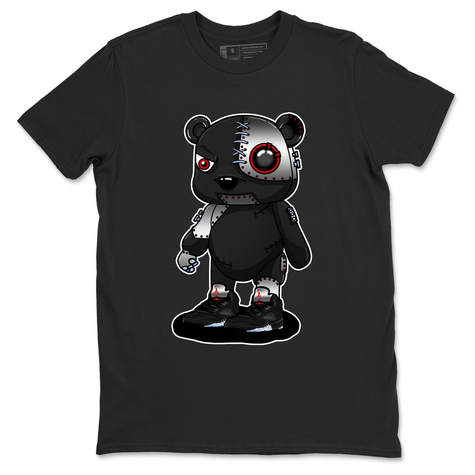 5s Reimagined shirts to match jordans Cyborg Bear best t shirts to wear with jordans Air Jordan 5 Retro OG Reimagined match shoes to clothes SNRT Sneaker Tees unisex cotton Black 2 shirts