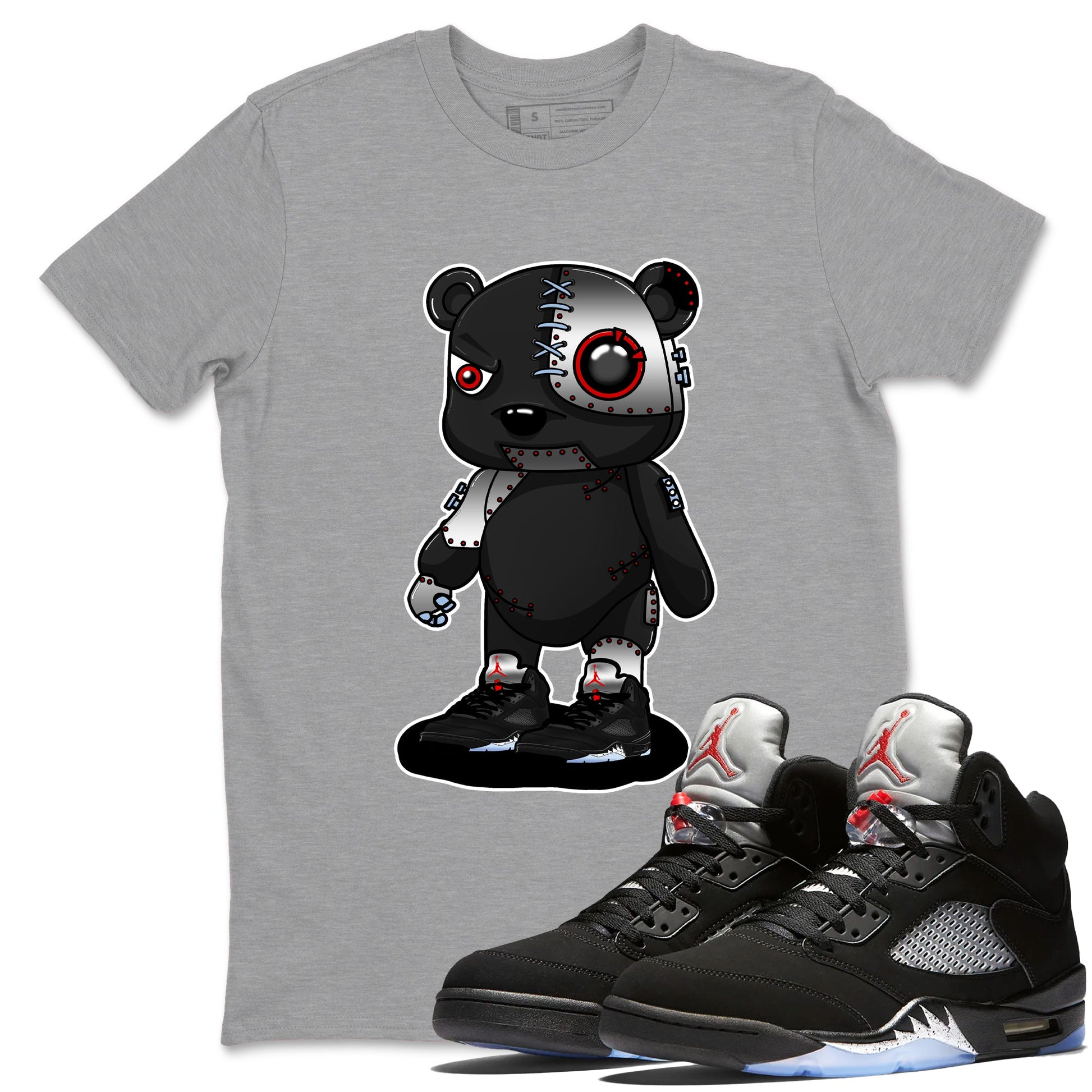 5s Reimagined shirts to match jordans Cyborg Bear best t shirts to wear with jordans Air Jordan 5 Retro OG Reimagined match shoes to clothes SNRT Sneaker Tees unisex cotton Heather Grey 1 shirts