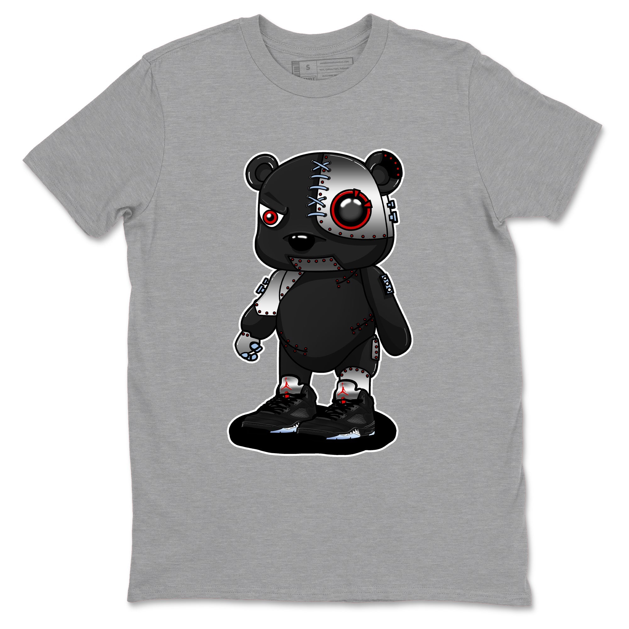 5s Reimagined shirts to match jordans Cyborg Bear best t shirts to wear with jordans Air Jordan 5 Retro OG Reimagined match shoes to clothes SNRT Sneaker Tees unisex cotton Heather Grey 2 shirts