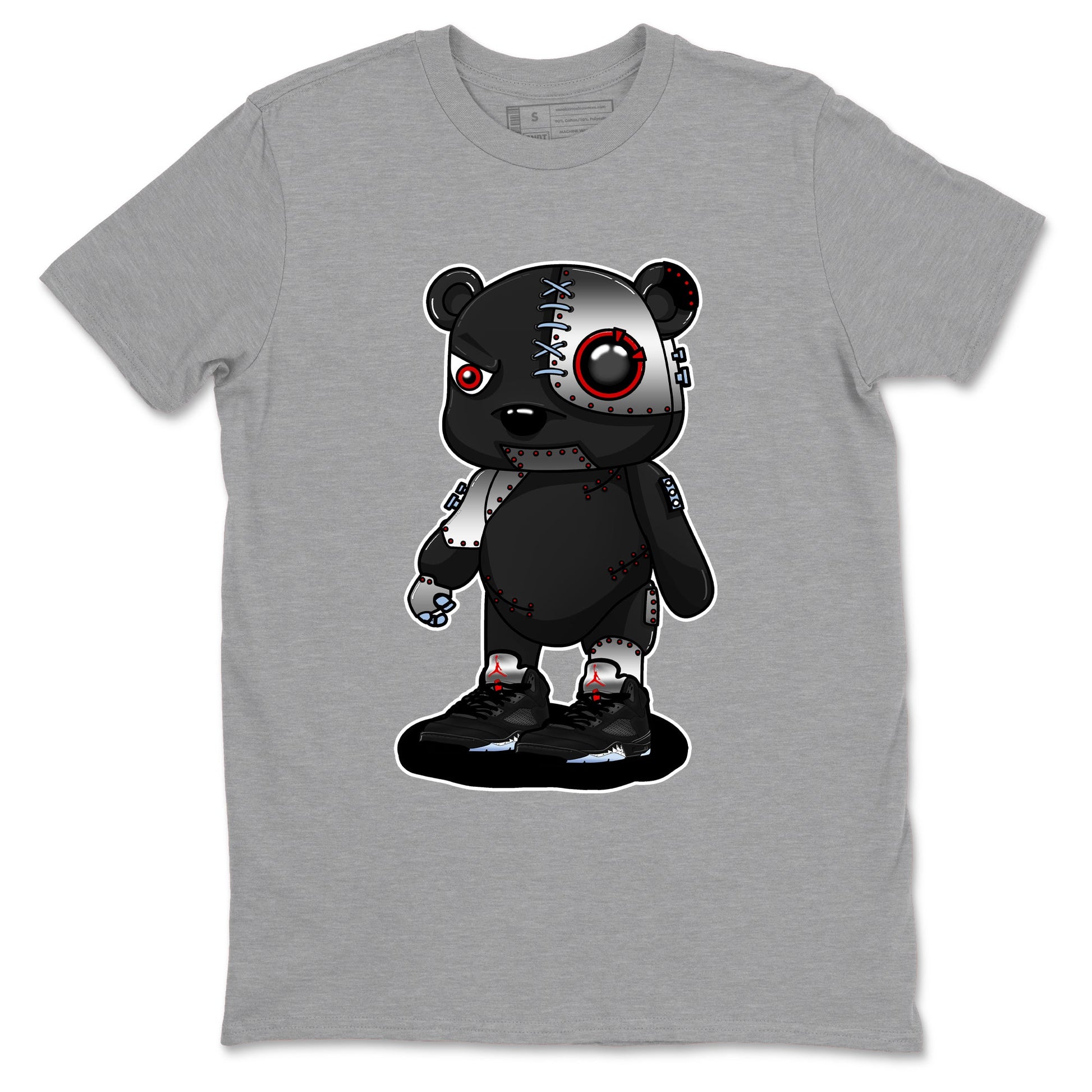 5s Reimagined shirts to match jordans Cyborg Bear best t shirts to wear with jordans Air Jordan 5 Retro OG Reimagined match shoes to clothes SNRT Sneaker Tees unisex cotton Heather Grey 2 shirts