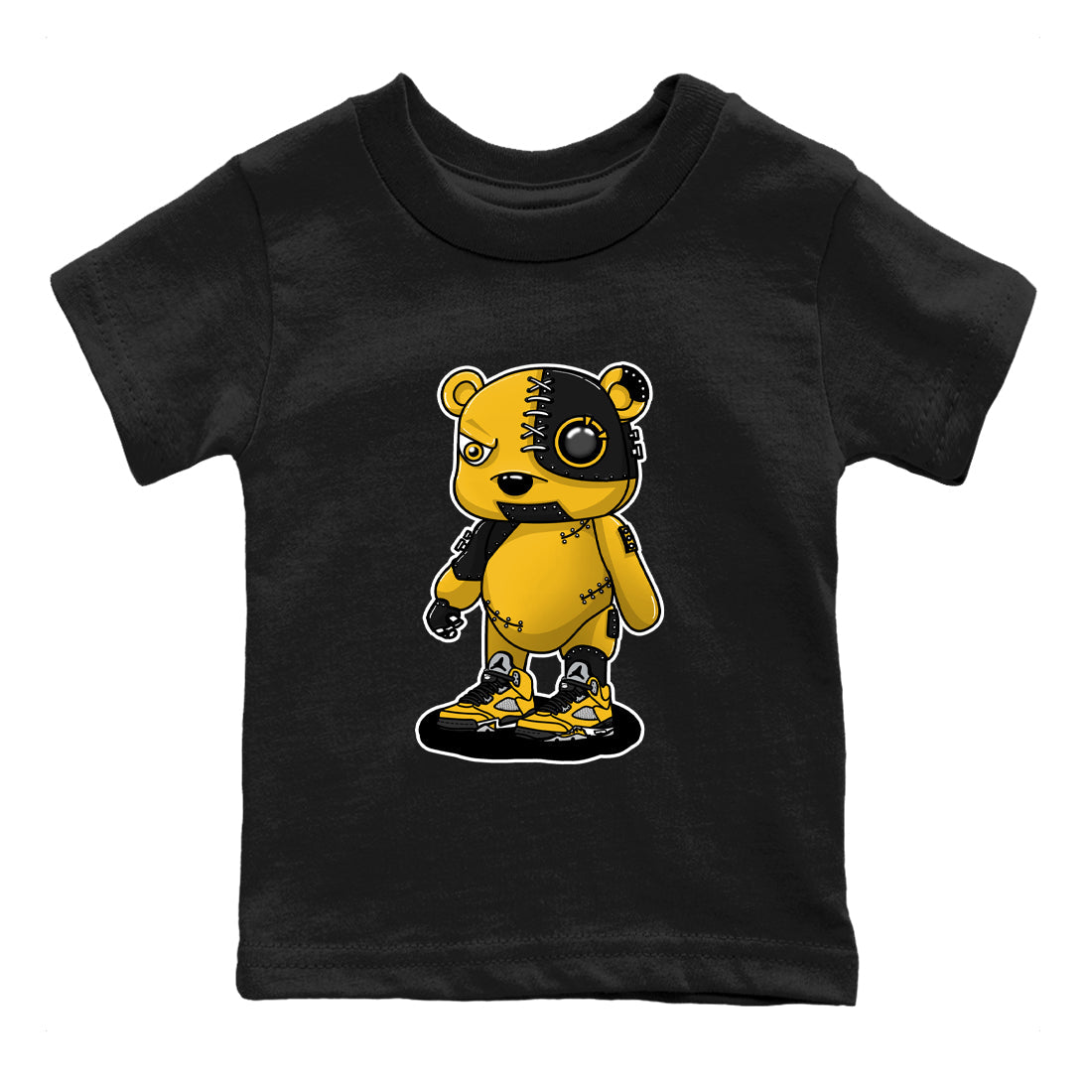 Sneaker Threads – Sneaker Threads To Match Air Jordan 5 Tokyo Shoes – Cyborg Bear Kids T-Shirt Black 2