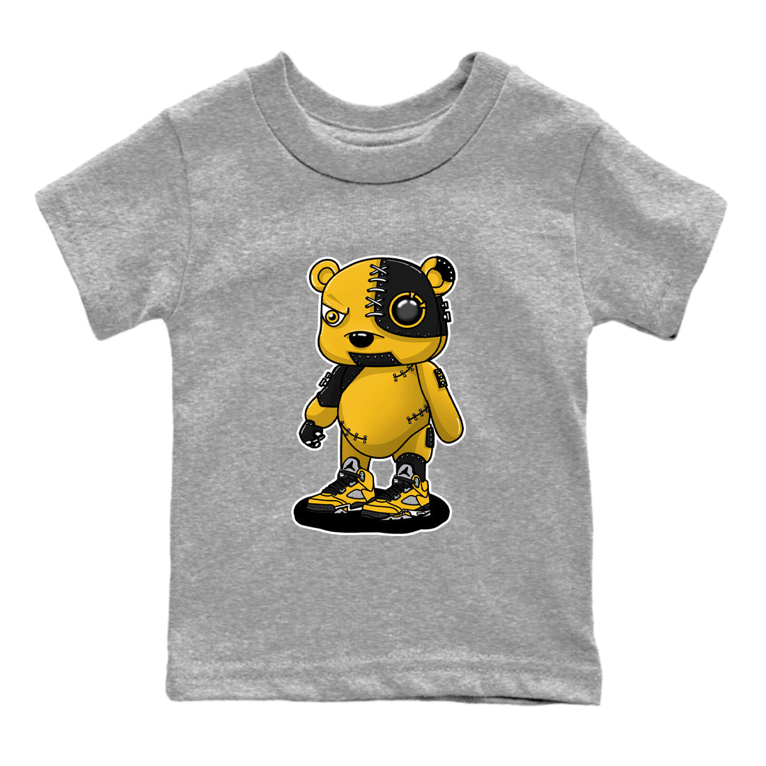 Sneaker Threads – Sneaker Threads To Match Air Jordan 5 Tokyo Shoes – Cyborg Bear Kids T-Shirt Heather Grey 2