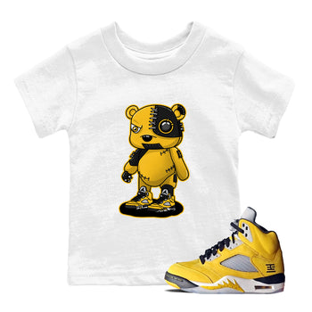 Sneaker Threads – Sneaker Threads To Match Air Jordan 5 Tokyo Shoes – Cyborg Bear Kids T-Shirt White 1