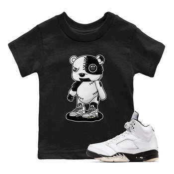5s White Black shirts to match jordans Cyborg Bear sneaker match tees Air Jordan 5 White Black match shoes to clothes SNRT Sneaker Tees Youth Baby Black 1 tee