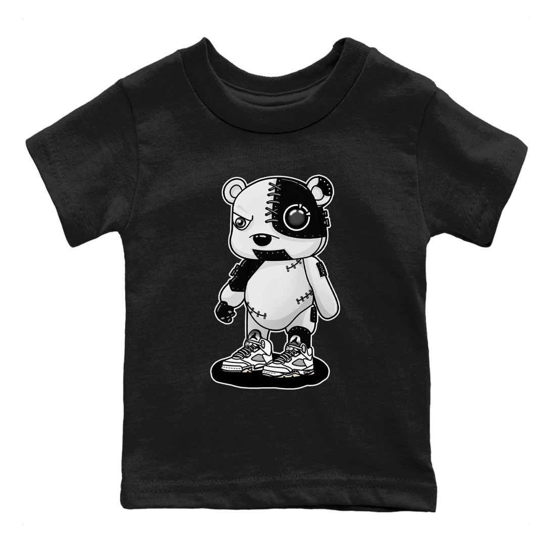5s White Black shirts to match jordans Cyborg Bear sneaker match tees Air Jordan 5 White Black match shoes to clothes SNRT Sneaker Tees Youth Baby Black 2 tee