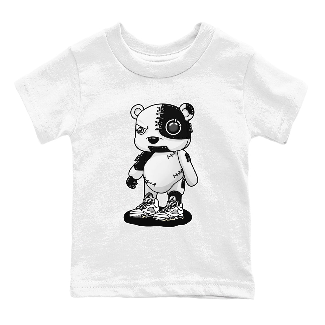 5s White Black shirts to match jordans Cyborg Bear sneaker match tees Air Jordan 5 White Black match shoes to clothes SNRT Sneaker Tees Youth Baby White 2 tee