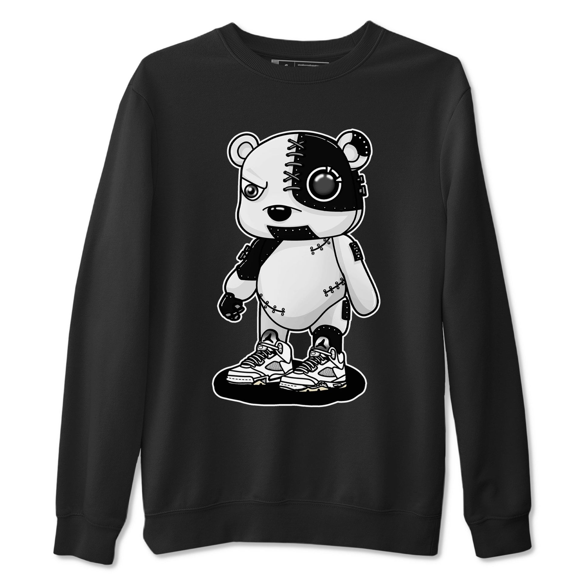 5s White Black shirts to match jordans Cyborg Bear sneaker match tees Air Jordan 5 White Black match shoes to clothes SNRT Sneaker Tees unisex cotton Black 2 shirts