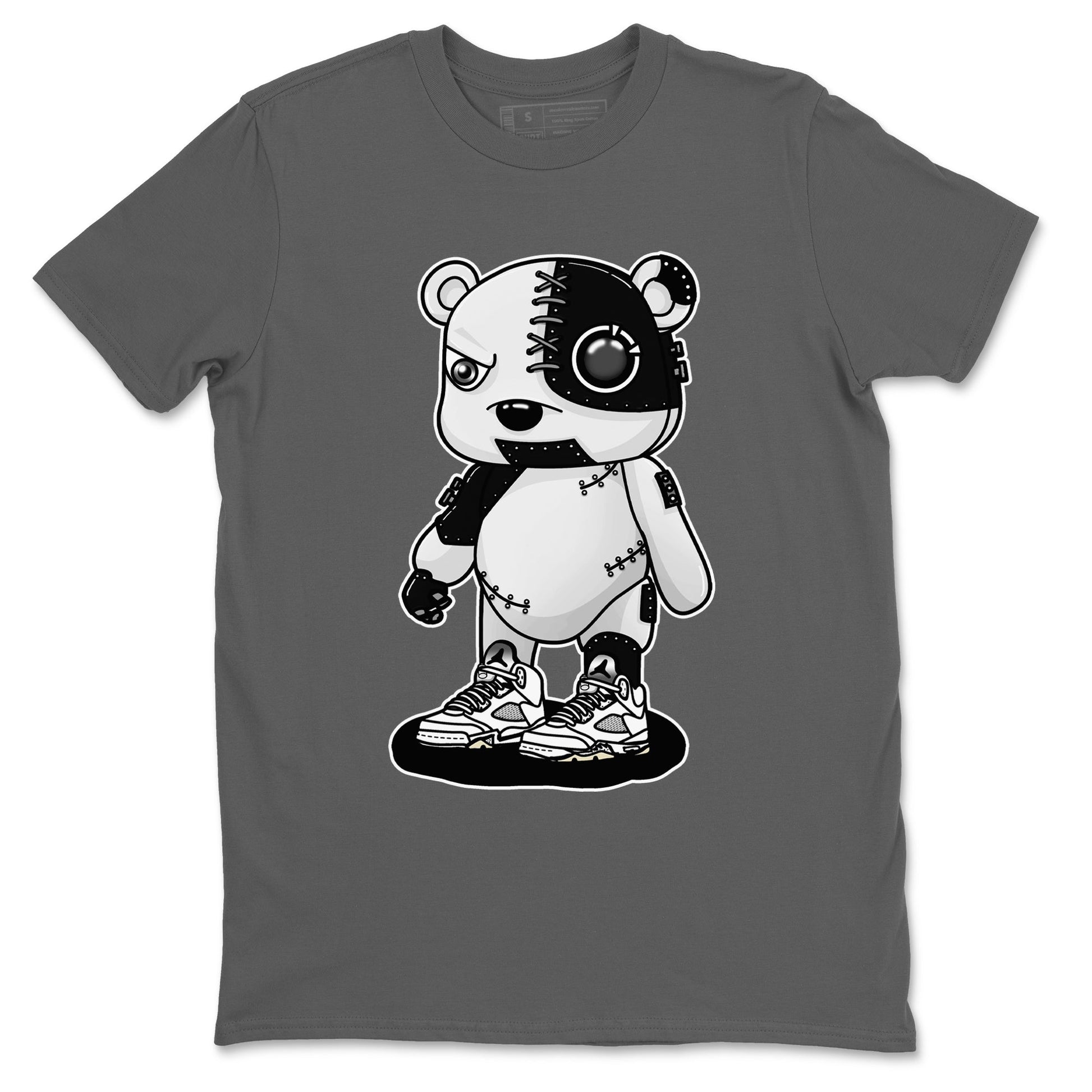 5s White Black shirts to match jordans Cyborg Bear sneaker match tees Air Jordan 5 White Black match shoes to clothes SNRT Sneaker Tees unisex cotton Cool Grey 2 shirts