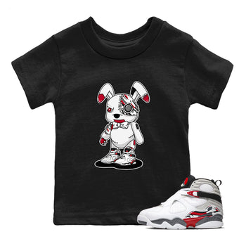 Sneaker match tees – Sneaker Tees To Match Air Jordan 8 Bunny Shoes Air Jordan 8 White and True Red – Cyborg Bunny Kids T-Shirt Black 1