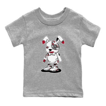 Sneaker match tees – Sneaker Tees To Match Air Jordan 8 Bunny Shoes Air Jordan 8 White and True Red – Cyborg Bunny Kids T-Shirt Heather Grey 2