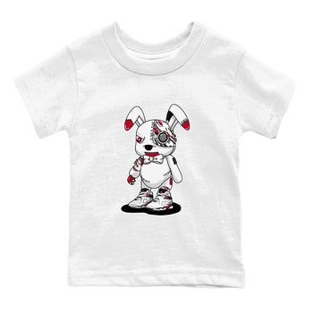 Sneaker match tees – Sneaker Tees To Match Air Jordan 8 Bunny Shoes Air Jordan 8 White and True Red – Cyborg Bunny Kids T-Shirt White 2
