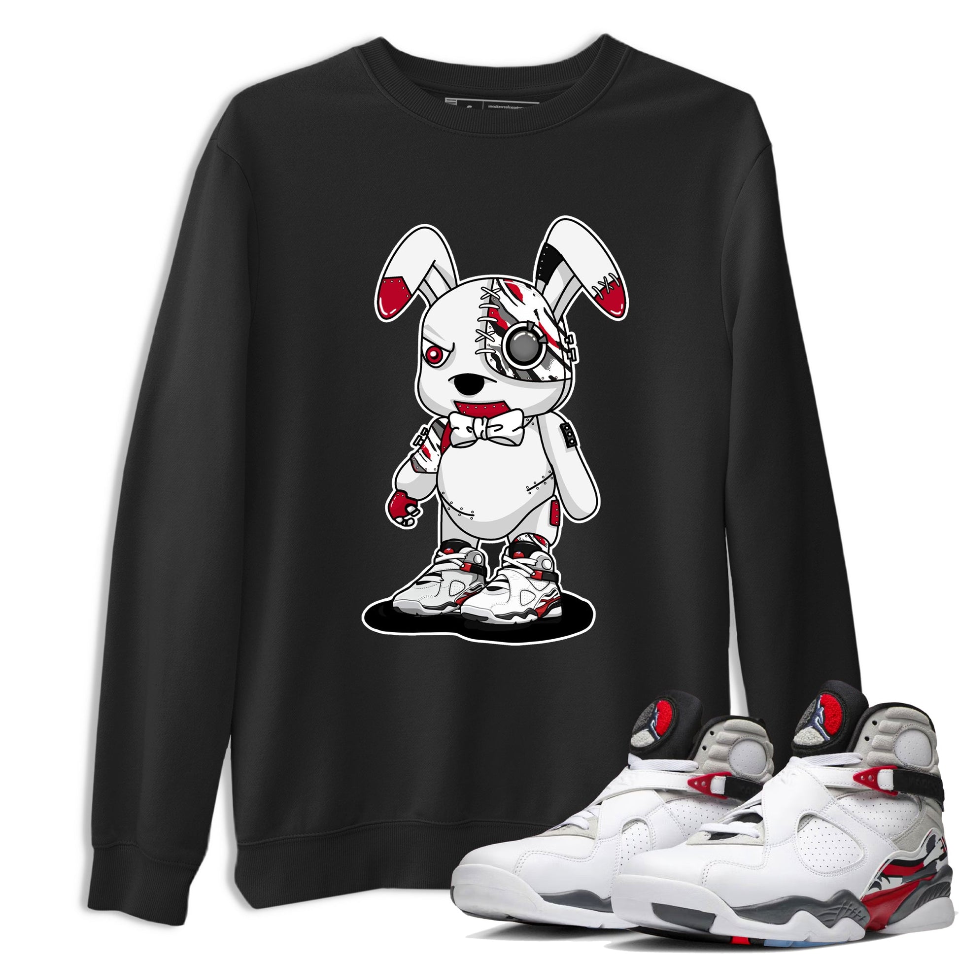 Sneaker match tees – Sneaker Tees To Match Air Jordan 8 Bunny Shoes Air Jordan 8 White and True Red – Cyborg Bunny Tee Black 1
