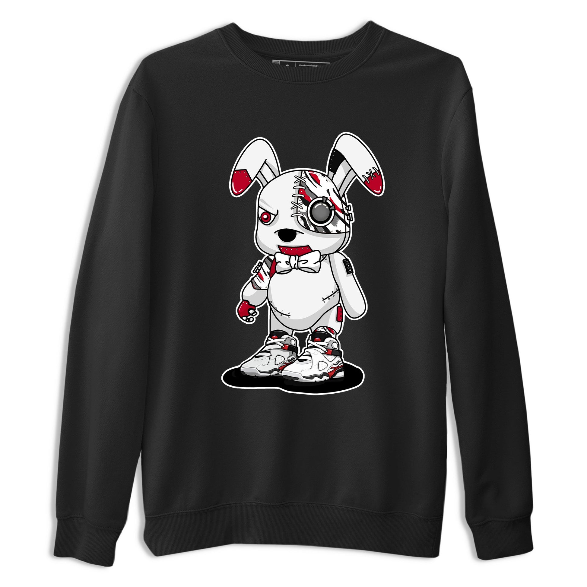 Sneaker match tees – Sneaker Tees To Match Air Jordan 8 Bunny Shoes Air Jordan 8 White and True Red – Cyborg Bunny Tee Black 2