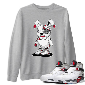 Sneaker match tees – Sneaker Tees To Match Air Jordan 8 Bunny Shoes Air Jordan 8 White and True Red – Cyborg Bunny Tee Heather Grey 1