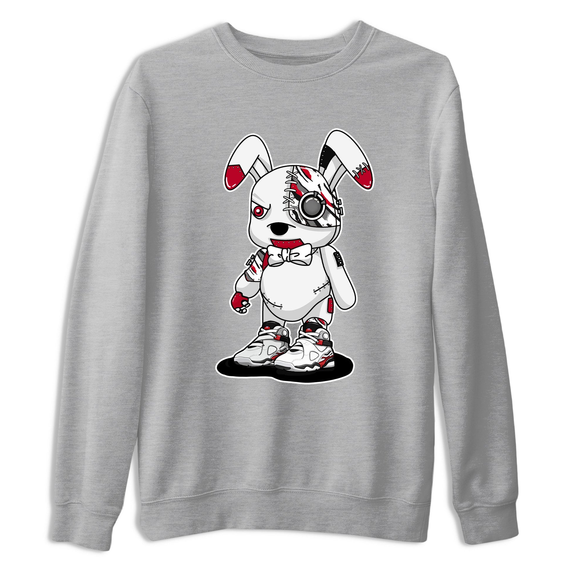 Sneaker match tees – Sneaker Tees To Match Air Jordan 8 Bunny Shoes Air Jordan 8 White and True Red – Cyborg Bunny Tee Heather Grey 2