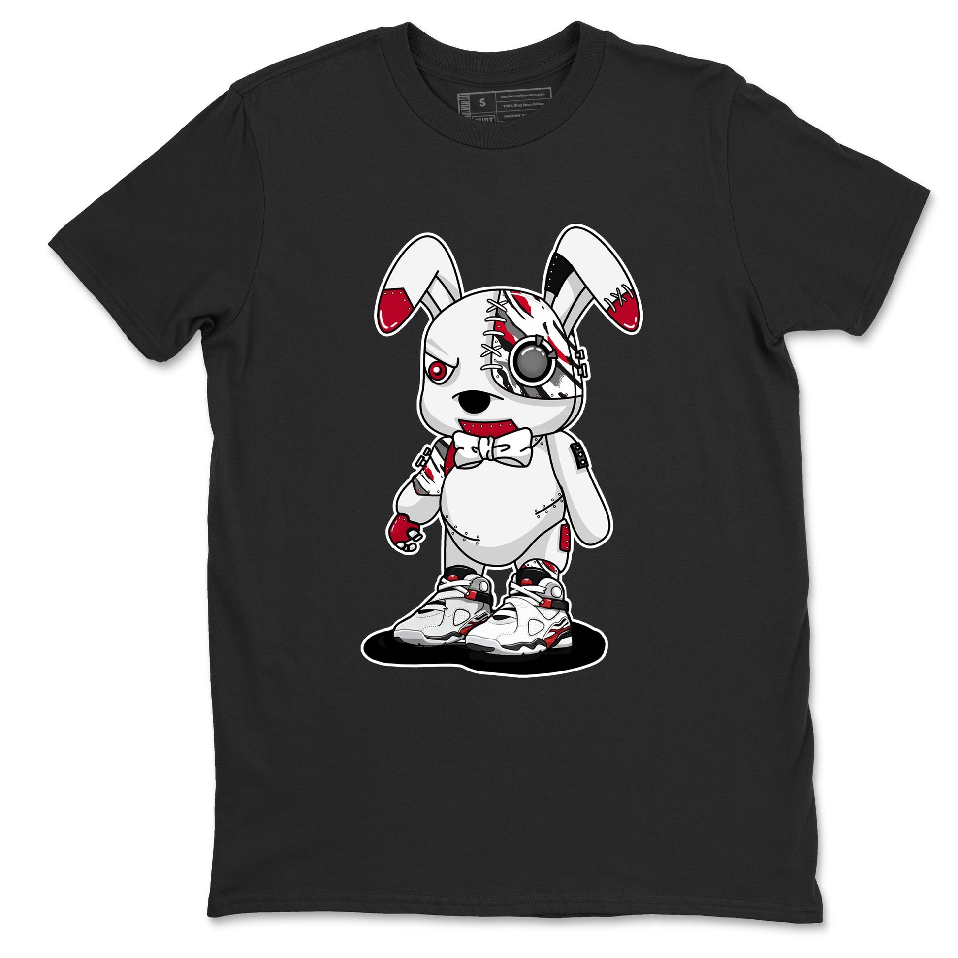 Sneaker match tees – Sneaker Tees To Match Air Jordan 8 Bunny Shoes Air Jordan 8 White and True Red – Cyborg Bunny Tee Black 2