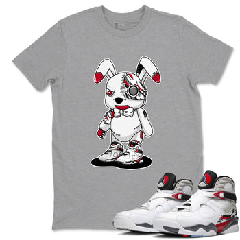 Sneaker match tees – Sneaker Tees To Match Air Jordan 8 Bunny Shoes Air Jordan 8 White and True Red – Cyborg Bunny Tee Heather Grey 1