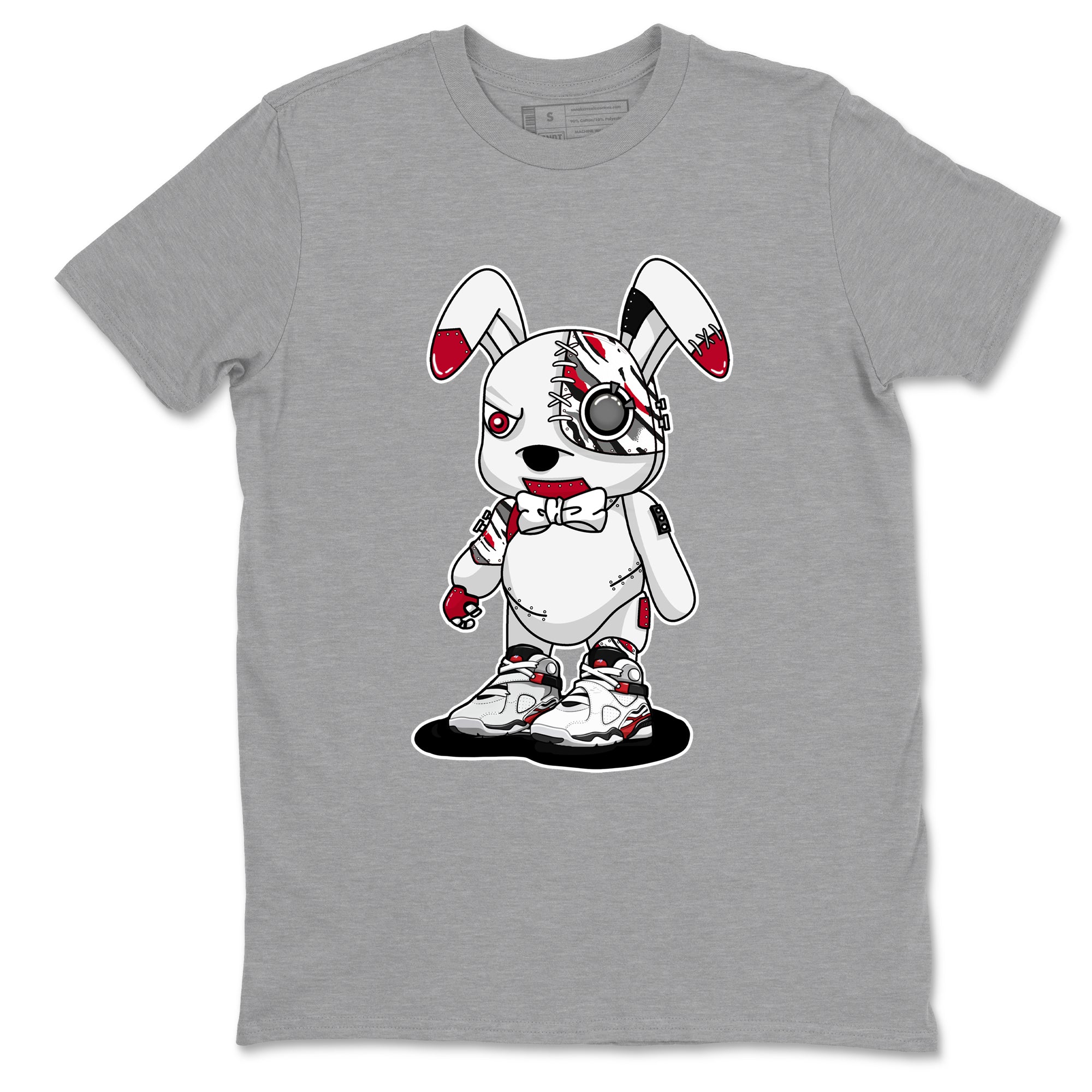 Sneaker match tees – Sneaker Tees To Match Air Jordan 8 Bunny Shoes Air Jordan 8 White and True Red – Cyborg Bunny Tee Heather Grey 2